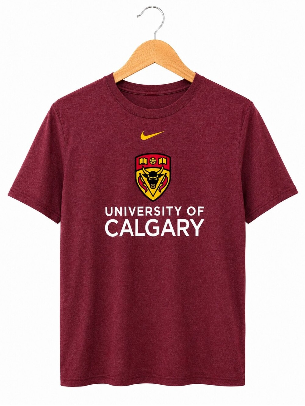 Nike Dri-FIT University of Calgary Graphic Tee | Maroon Athletic Fit Shirt M